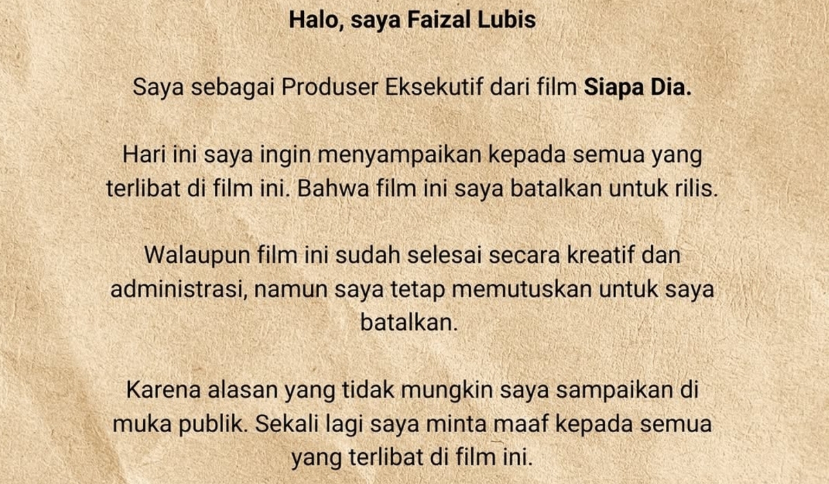 Film Siapa Dia Karya Garin Nugroho Batal Rilis, Kenapa Ya?