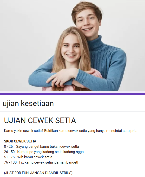 Link Ujian Kesetiaan Google Form DISINI Gratis: Tes Seberapa Setia Kamu!