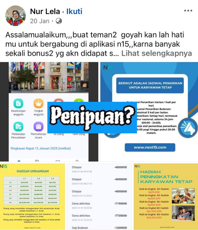 Aplikasi N15 Hari Ini Resmi SCAM, Seperti Investasi AKQA & WPONE!