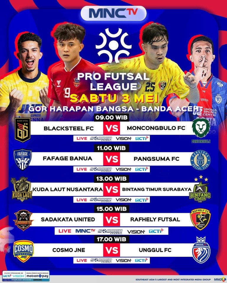 Jadwal Siaran Langsung Pekan ke-8 Pro Futsal League 2024-2025